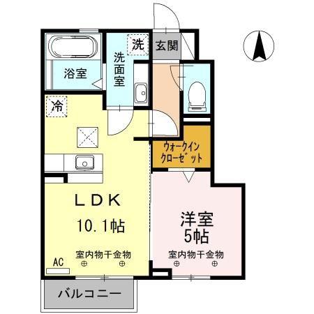 フィオレット(1LDK/1階)の間取り写真