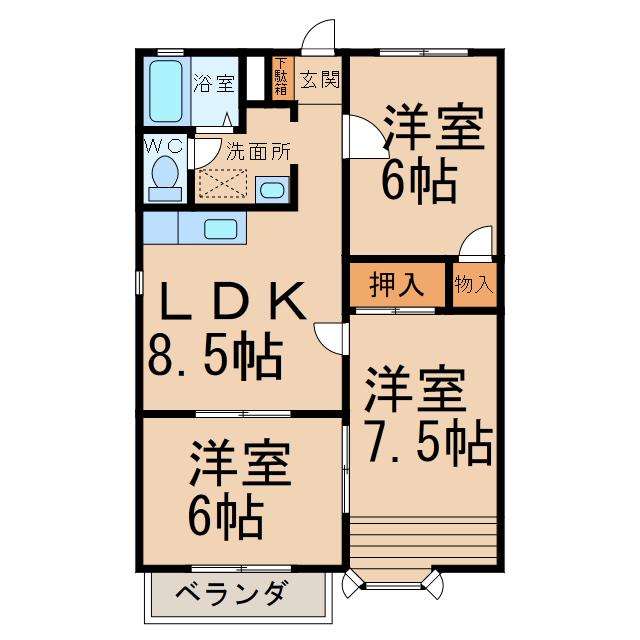 レジデンス長谷川(3LDK/2階)の間取り写真