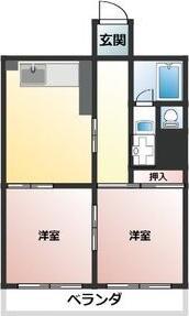 KFビル(2DK/6階)の間取り写真
