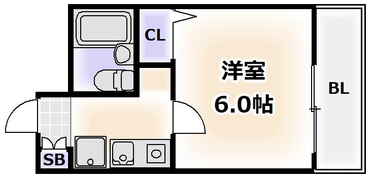 エスリード天王寺(1K/4階)の間取り写真