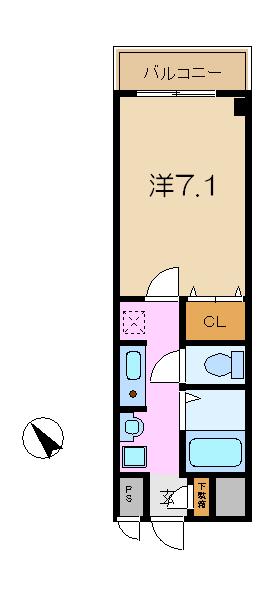 エクセルハイム(1K/2階)の間取り写真