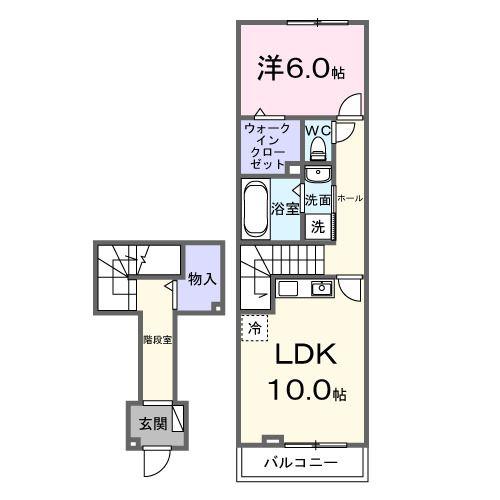 プラシードIII(1LDK/2階)の間取り写真
