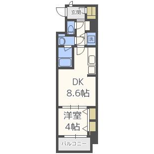 スプランディッド淀屋橋DUE(1DK/6階)の間取り写真