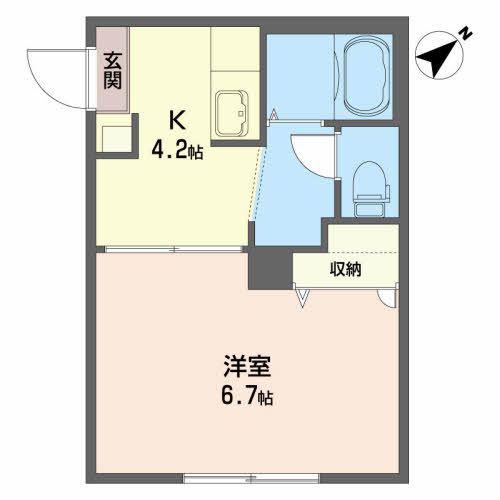 ラフォーレ材木町(1K/2階)の間取り写真