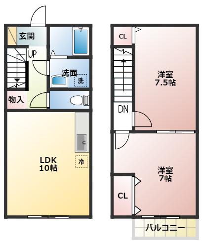 HAUS VOGEL(2LDK/1階)の間取り写真
