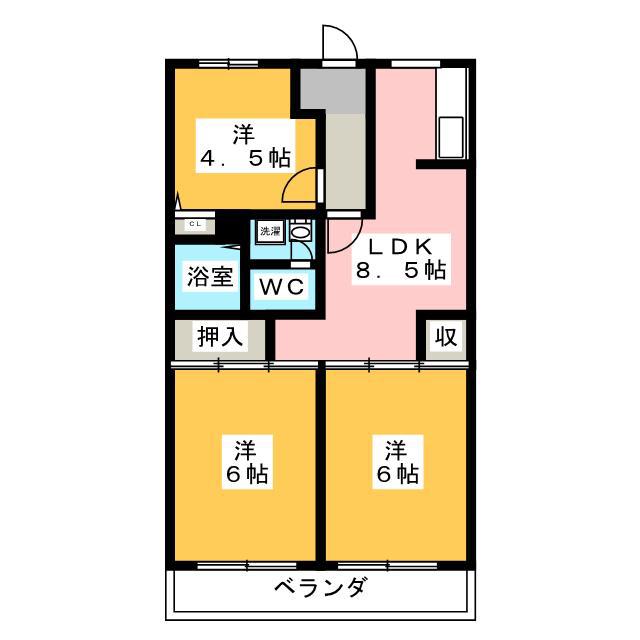 グランシャリオ・ヨシハラ(3LDK/3階)の間取り写真