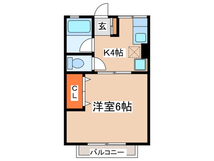 シテイハイムBON SENS(1K/2階)の間取り写真