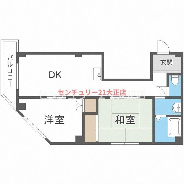 エスペランス(2DK/2階)の間取り写真