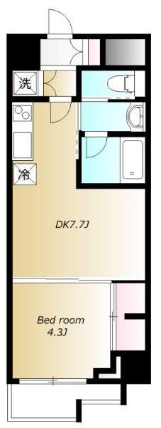 VIDA037(1DK/8階)の間取り写真