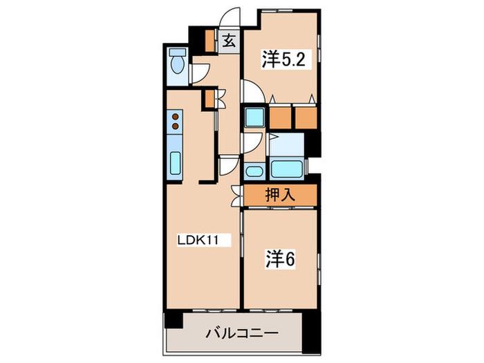 サンテラス反町公園(2LDK/2階)の間取り写真