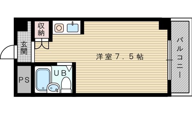 ベルメゾン南江口(ワンルーム/3階)の間取り写真