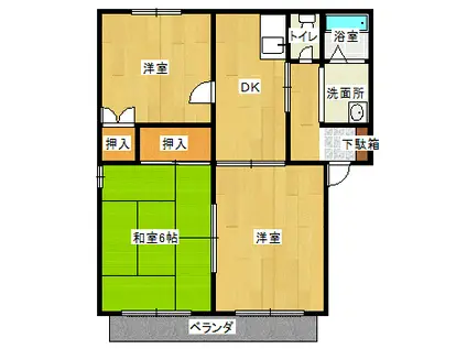 パークヒル若田部A(3DK/1階)の間取り写真