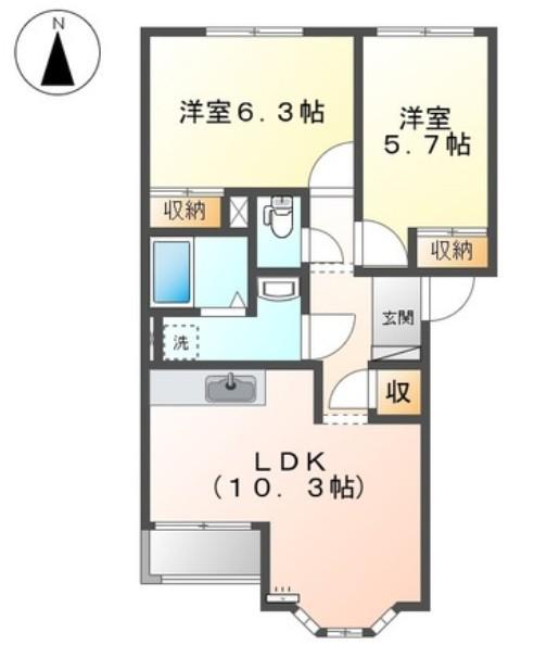プランドール小池原(2LDK/2階)の間取り写真