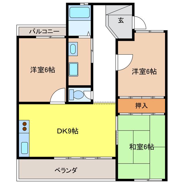 クレールホズミ(3DK/2階)の間取り写真