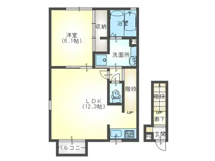 JR八戸線 本八戸駅 徒歩18分 2階建 築9年(1LDK/2階)の間取り写真