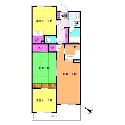 ヒルズ青葉(3LDK/1階)の間取り写真