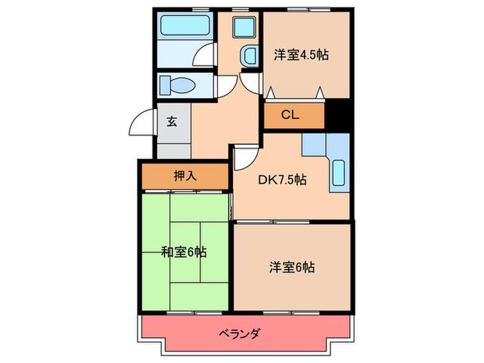 桜ハイツ(3DK/2階)の間取り写真