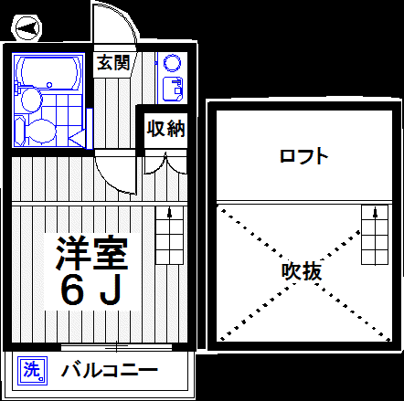 エリア梶ヶ谷(1SK/1階)の間取り写真
