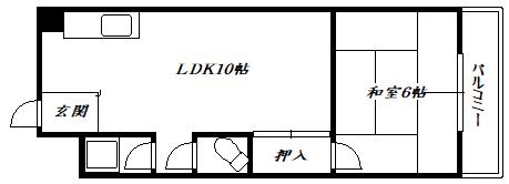 むつみマンション(1LDK/3階)の間取り写真