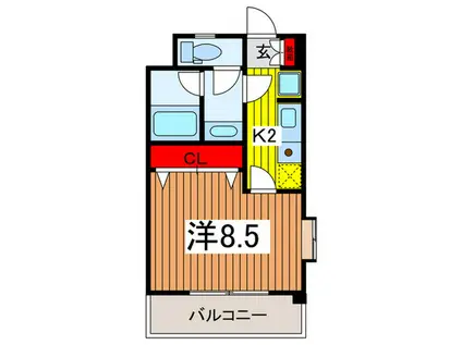 ソレイユ浦和(1K/2階)の間取り写真