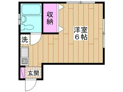 セゾンI(ワンルーム/2階)の間取り写真