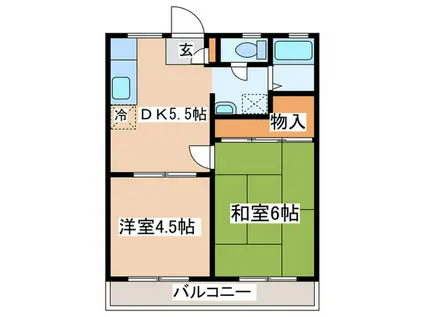 ハイツサハラA(2DK/2階)の間取り写真
