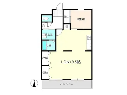 HBハイツ1号棟(1LDK/3階)の間取り写真