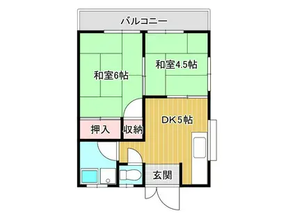 相川アパート(2DK/2階)の間取り写真