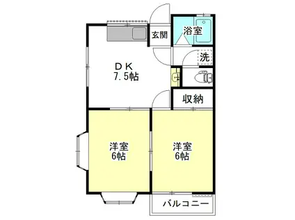 シルクガーデン(2DK/2階)の間取り写真