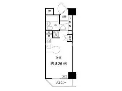 ペルソナージュ横浜(ワンルーム/3階)の間取り写真