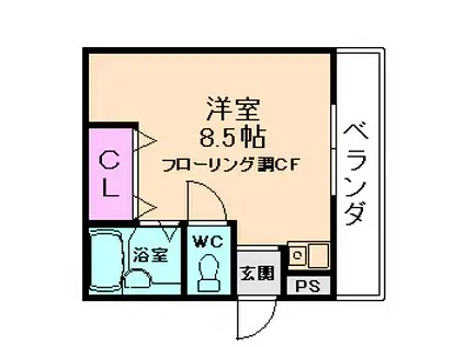 スカイコート柴原町(ワンルーム/3階)の間取り写真