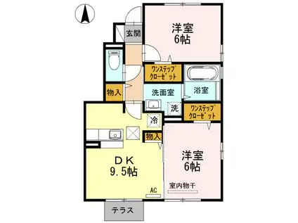 ヴィレッジロイヤル白鳥 A(2DK/1階)の間取り写真