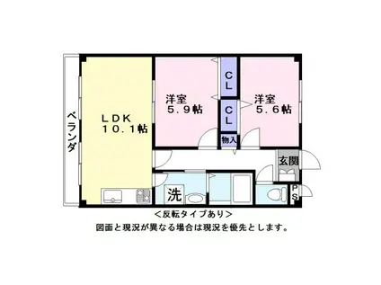 スーリールⅠ番館(2LDK/3階)の間取り写真