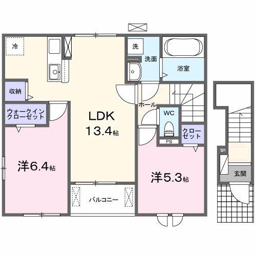 グリーンフォレストII(2LDK/2階)の間取り写真