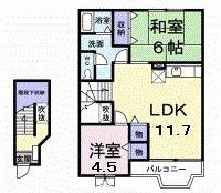 コーポロアールB(2LDK/2階)の間取り写真