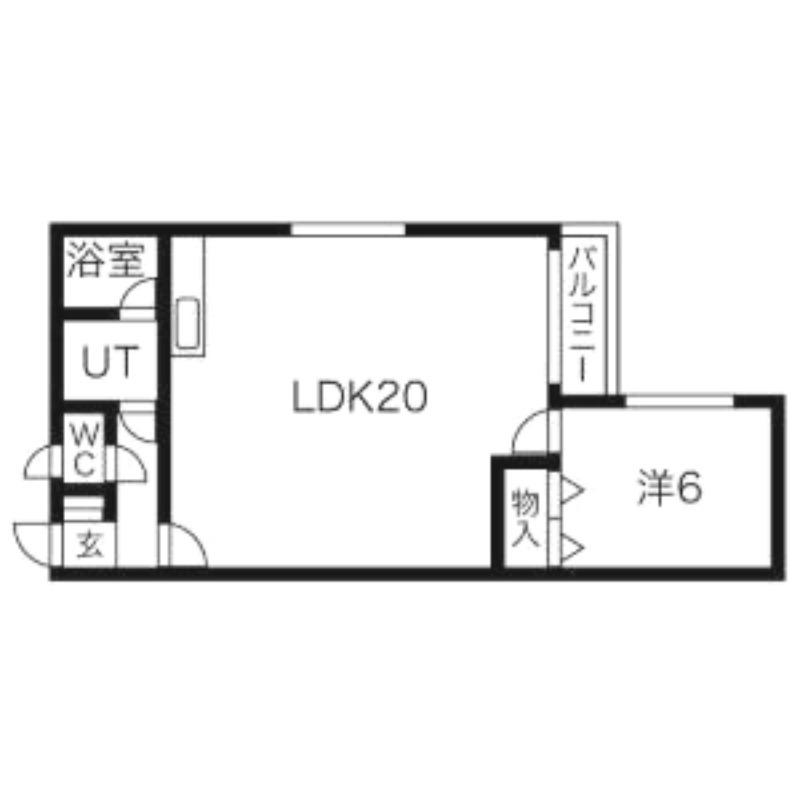 エクシードヴィラ稲穂(1LDK/1階)の間取り写真
