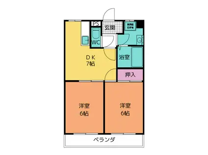 リンデン小林(2DK/2階)の間取り写真