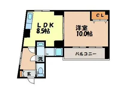 塩見ビル(1LDK/4階)の間取り写真