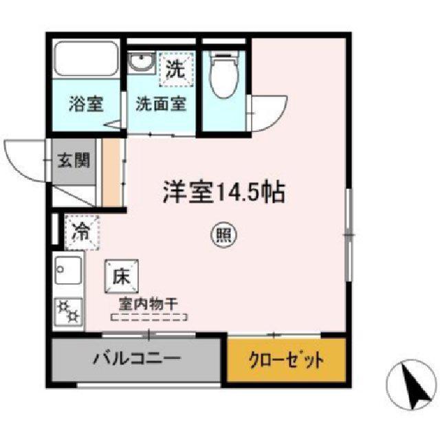 レセンテSFKB棟(ワンルーム/1階)の間取り写真