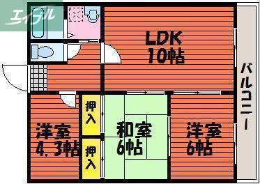 レジデンス十和(3LDK/1階)の間取り写真