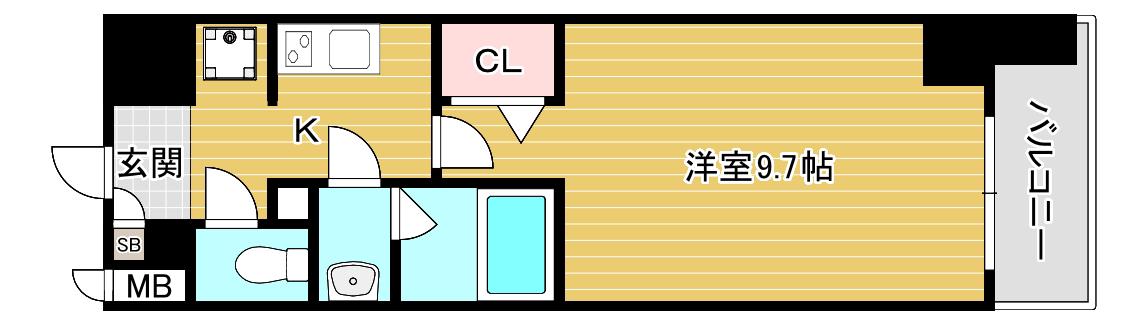 アリビオ大阪港(1K/1階)の間取り写真