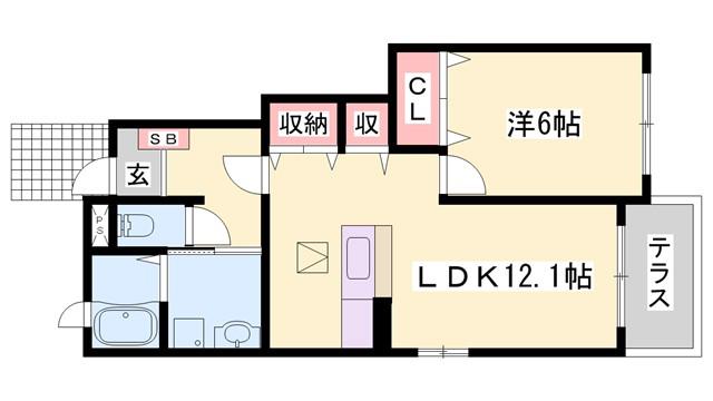 ヴェルサン・アベニュII(2LDK/1階)の間取り写真