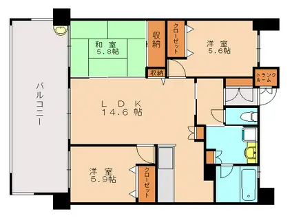 パークサンリヤン博多の森III番館(3LDK/3階)の間取り写真