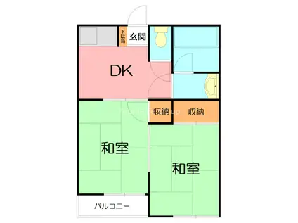 アレスタ湘南(2DK/2階)の間取り写真