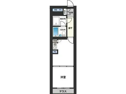 ライオンズマンション川越南(1DK/2階)の間取り写真