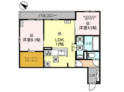 グランヴェールVI(2LDK/1階)の間取り写真