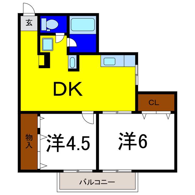 第1新見ハイツ(2DK/1階)の間取り写真