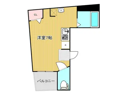 ステイタス難波(ワンルーム/6階)の間取り写真