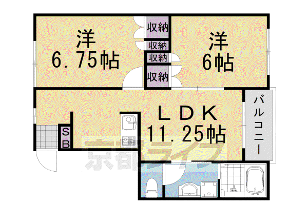 エミネンス亀岡H(2LDK/1階)の間取り写真
