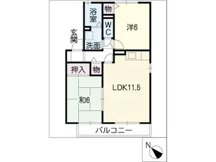 サンライト A棟(2LDK/2階)の間取り写真